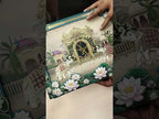 KLB913 Blue Green Royal Fort Elephant Laser Cut Padded Thick Wedding Card (2 Page & Couple Initial Acrylic)