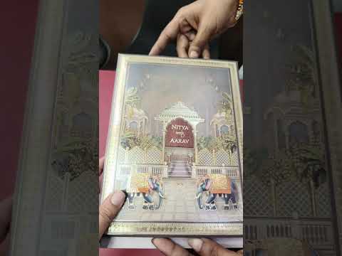 KLB887 Elephant Design Brown Color Hardboard Padding Thick Wedding Card (2 Page & Couple Name Wooden Plate)
