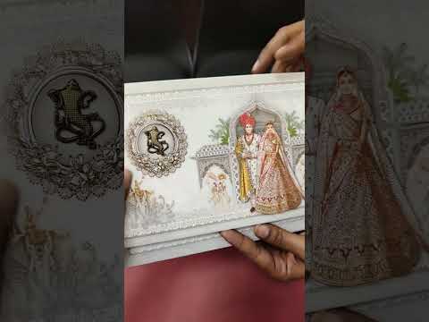 KLB-1342 Creme Bride Groom Semi Box Wedding Card (2 Page)