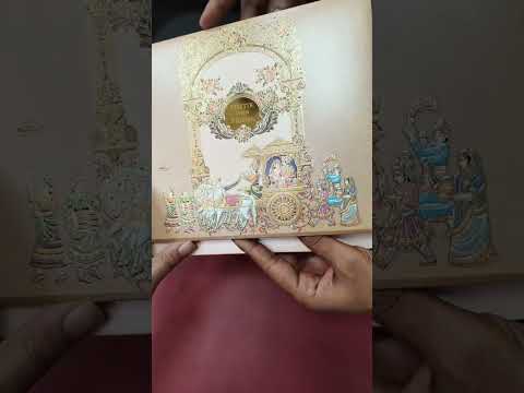 KLB-1109 Peach Barat Embossed Padded Thick Wedding Card (2 Page & Couple Name Acrylic)