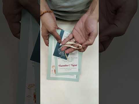 KL2096R Luxury Paper Wedding Card with Tag and Ribbon (2 Page)