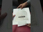 KLB-1288 White Green Traditional Embossed Padded Thick Wedding Card (2 Page & Couple Name Wooden Plate)