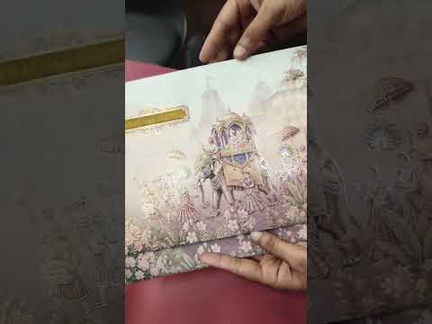 KLB-1096 Blue Elephant Barat Padded Thick Wedding Card (2 Page & Couple Name Acrylic)