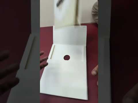 KLB-1554 White Creme Traditional Embossed Semi Box Wedding Card (2 Page & Couple Name Wooden Plate)