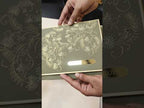 KLB-1122 Green Floral Leatherette Padded Thick Wedding Card (2 Page & Couple Name Acrylic)