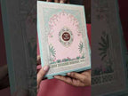 KLB888 Royal Fort Pichwai Design Blue Pink Color Premium 3D Gold Foil Hardboard Padding Thick Wedding Card (2 Page & Couple Name Wooden Plate)