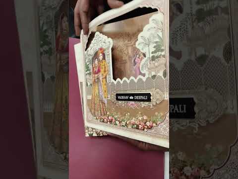 KLB-1204 Creme Brown Bride Groom Laser Cut Semi Box Wedding Card (2 Page)