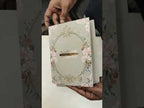 KLB820 Floral Traditional Design Brown Color Hardboard Padding Thick Wedding Card (2 Page & Couple Name Acrylic)