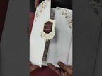KLB-1079 White Floral Door Style Embossed Semi Box Wedding Card (2 Page & Couple Initial Wooden Plate)