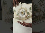 KLB745 Royal Fort Design Creme Color Double Door Style Semi Box Wedding Card (2 Page & Couple Initial Acrylic)