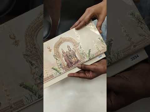 KLB779 Varha Swamy & Bhi Devi Design Creme Color Embossed Semi Box Wedding Card (2 Page)