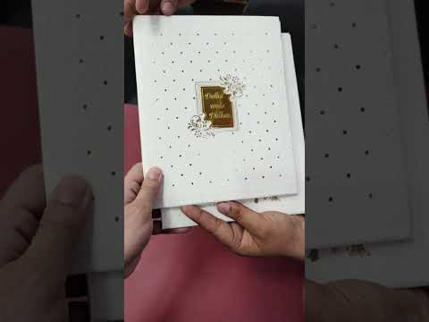 KLB-1275 White Traditional Embossed Padded Thick Wedding Card (2 Page & Couple Name Acrylic)