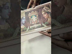 KLB943 Creme Brown Radha Krishna Ganesh Ji Padded Thick Wedding Card (2 Page & Couple Name Wooden Plate)