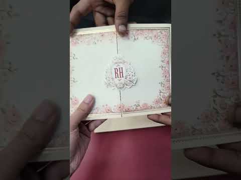 KLB-1150 Creme Floral Door Style Semi Box Wedding Card (2 Page)