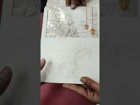 KLB-1256 Creme Floral Padded Thick Wedding Card (2 Page & Couple Name Wooden Plate)