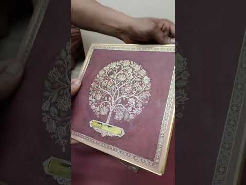 KLB-1460 Maroon Tree of Life 3D Gold Foil Padded Thick Wedding Card (2 Page & Couple Name Acrylic)
