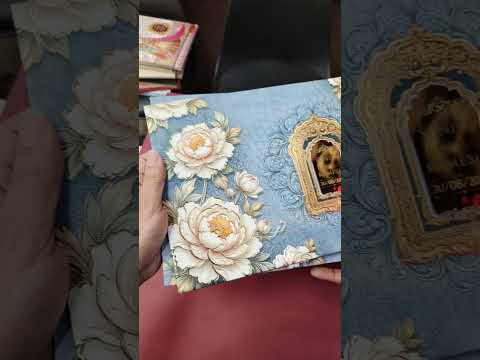 KLB916 Blue Rose Floral Padded Thick Wedding Card (2 Page & Couple Name Acrylic)