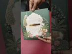 KLB-1032 Green Royal Arch Padded Thick Wedding Card (2 Page & Couple Name Acrylic)