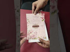 KLB-969 Pink Floral Wedding Card (2 Page & Couple Name Wooden Plate)