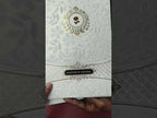 KLB-1188 White Floral Embossed Semi Box Wedding Card (2 Page & Couple Name Wooden Plate)