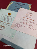 KLB501 Floral Design Semi Box Paper Wedding Card (2 Page)-Kalash Cards