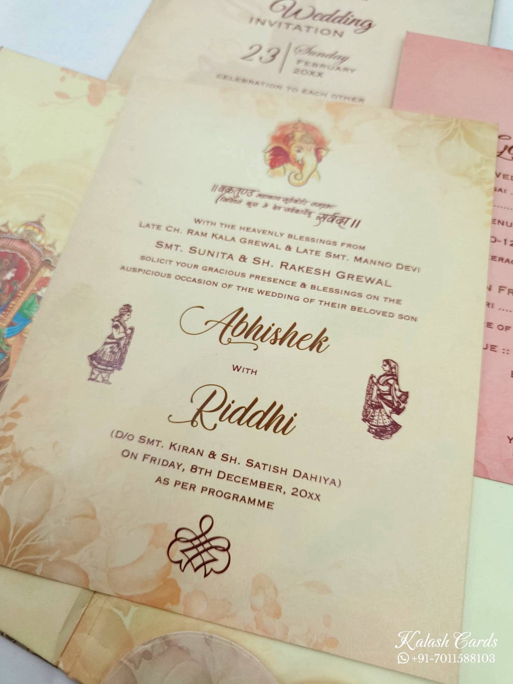 KL0831 Dulha Dulhan Design Thick Wedding Card (2 Page)