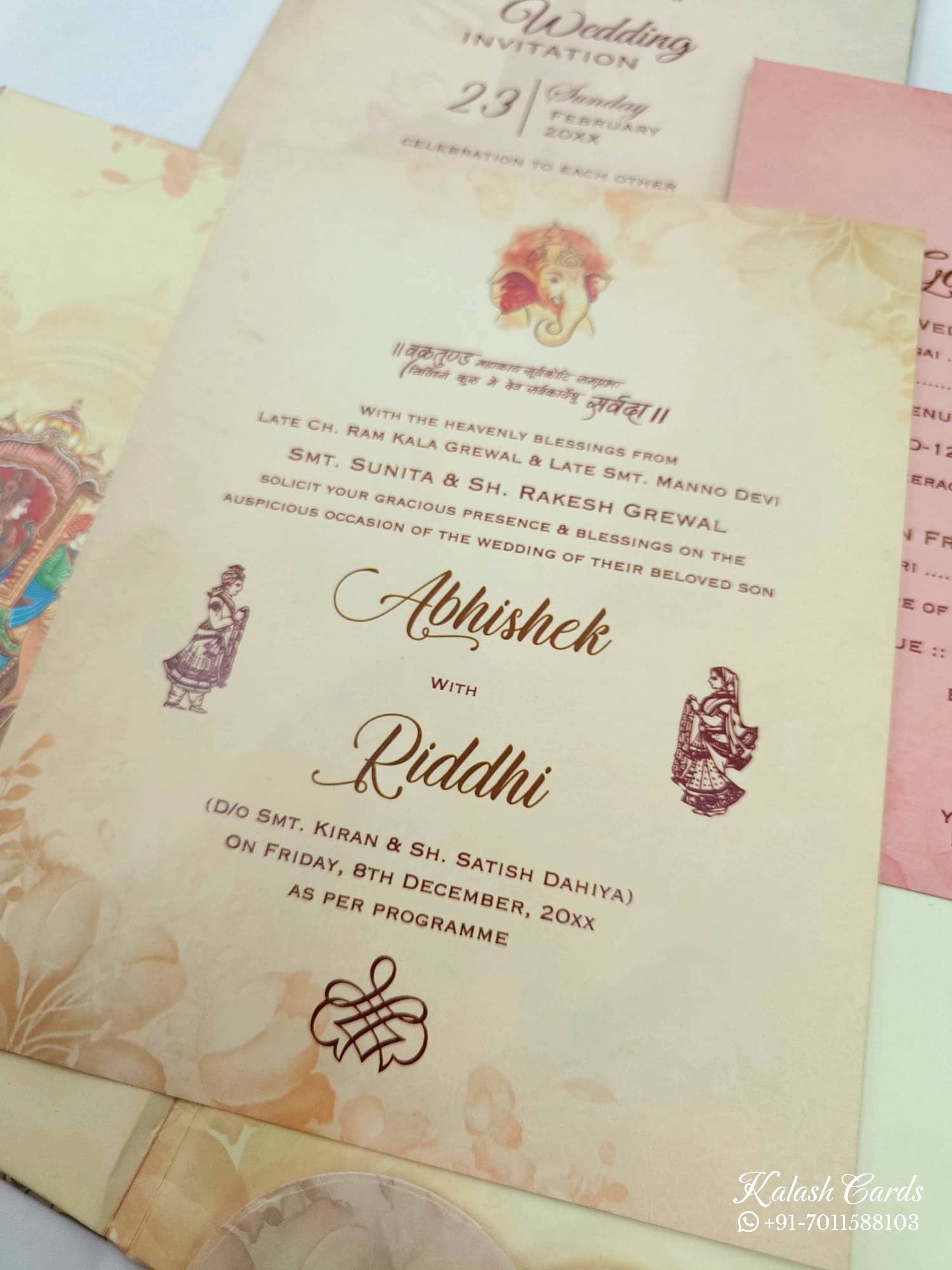 KL0831 Dulha Dulhan Design Thick Wedding Card (2 Page)