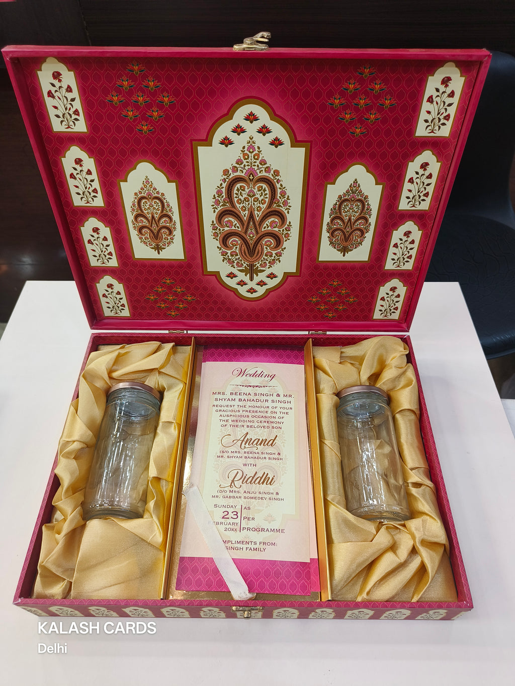 KL9037 Elegant Traditional Design Luxury Gift Box with 2 Printed Page Cards (2 Jars)-Kalash Cards