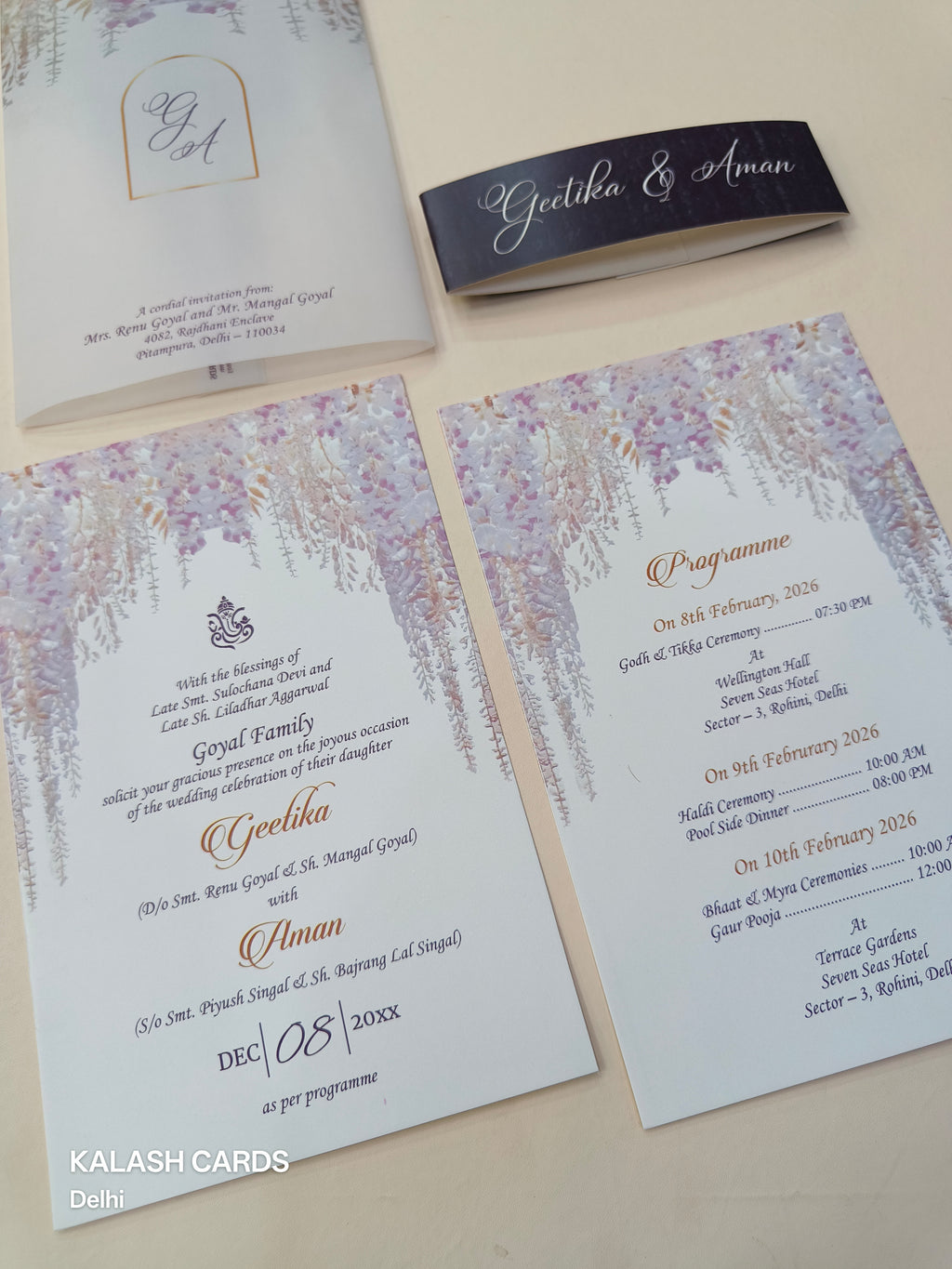 KL2168 Translucent Cover Luxury Wedding Card (2 Page)-Kalash Cards