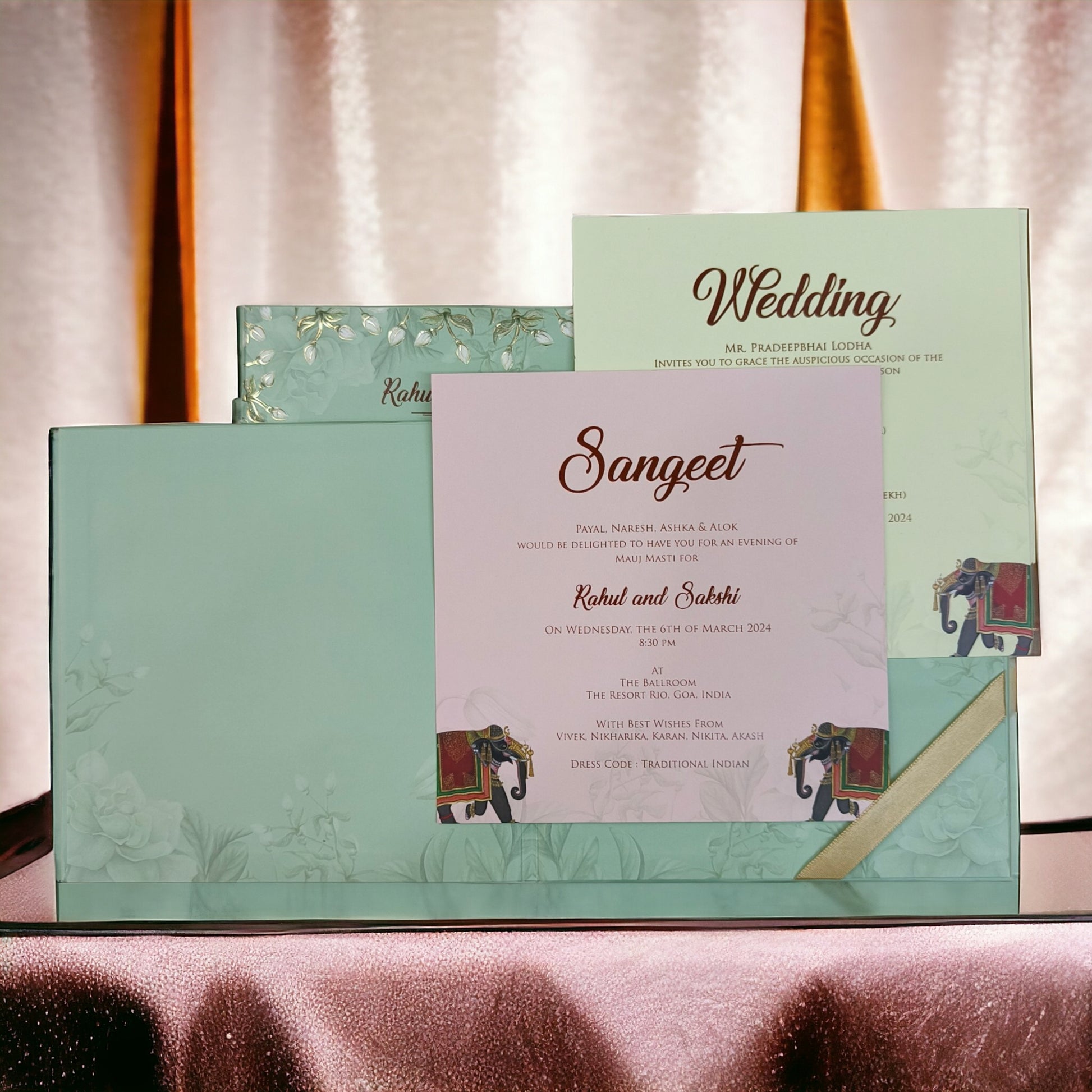 KLB562 Premium Traditional Elephant Design Thick Wedding Card-Kalash Cards