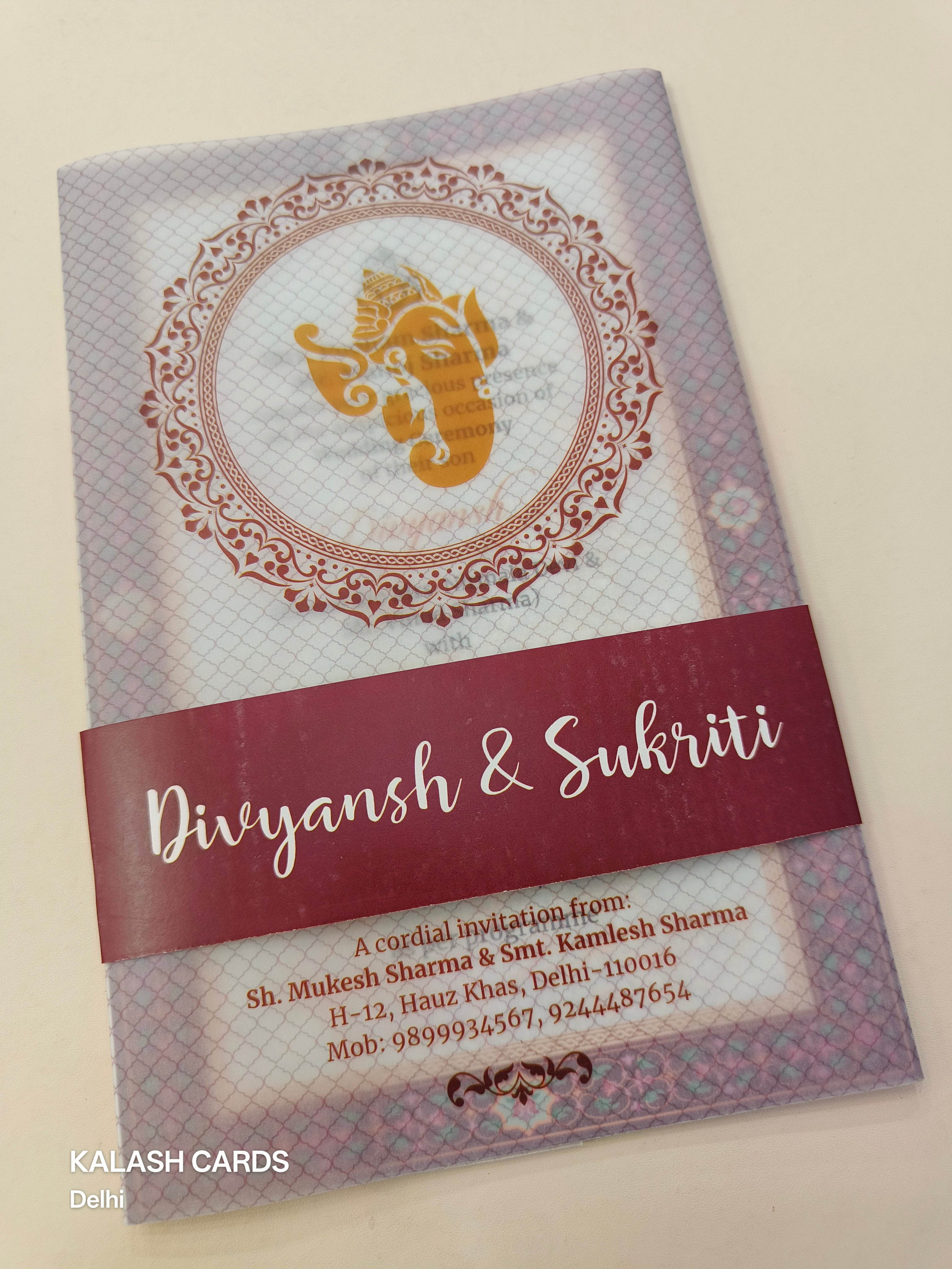 KL2123 Translucent Cover Luxury Wedding Card (2 Page)-Kalash Cards