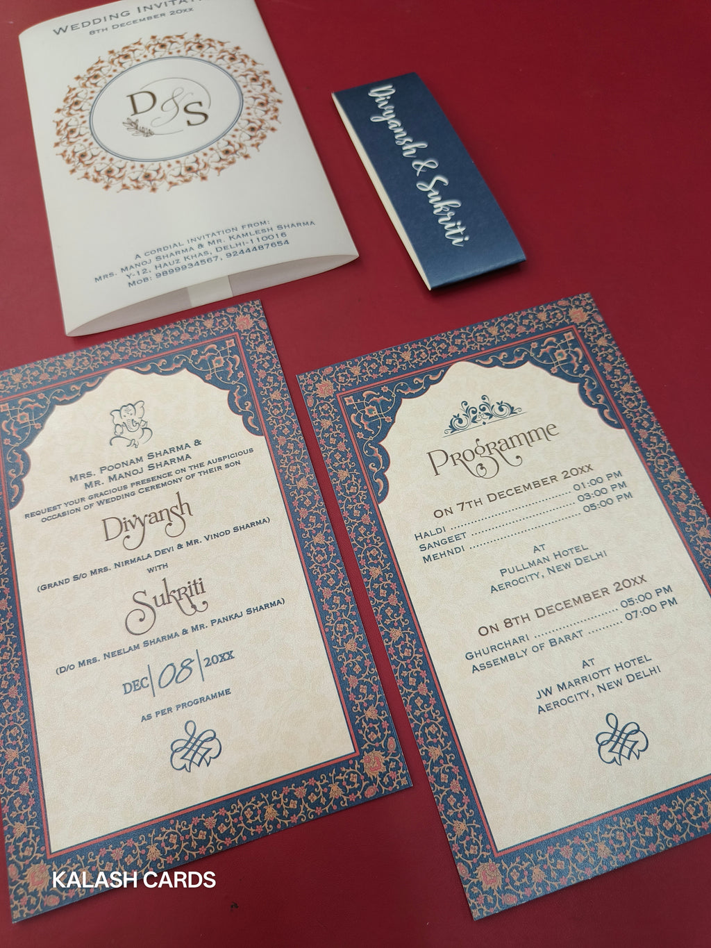 KL2224 Translucent Cover Luxury Wedding Card (2 Page)-Kalash Cards