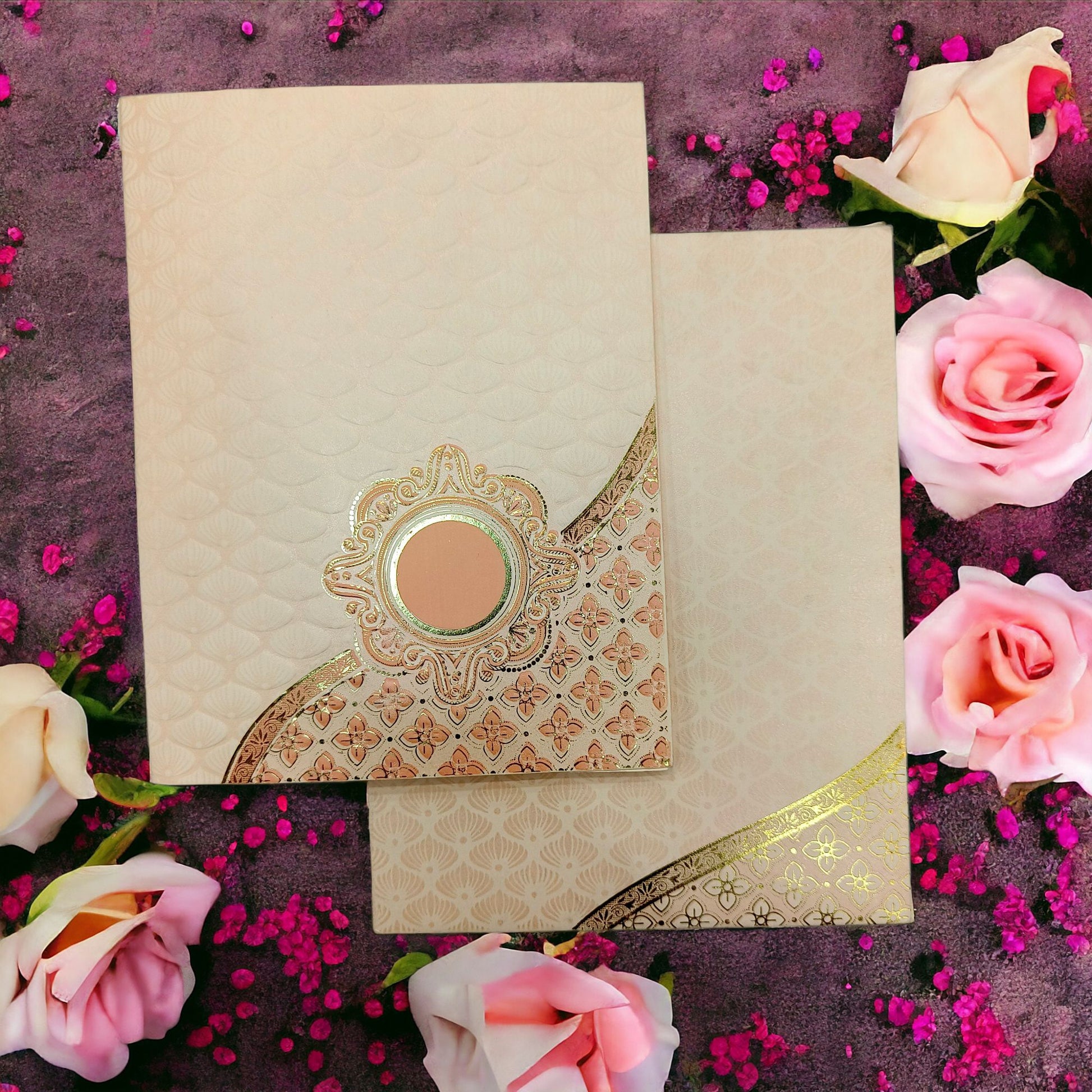KL0135 Semi Box Embossed Paper Wedding Card-Kalash Cards