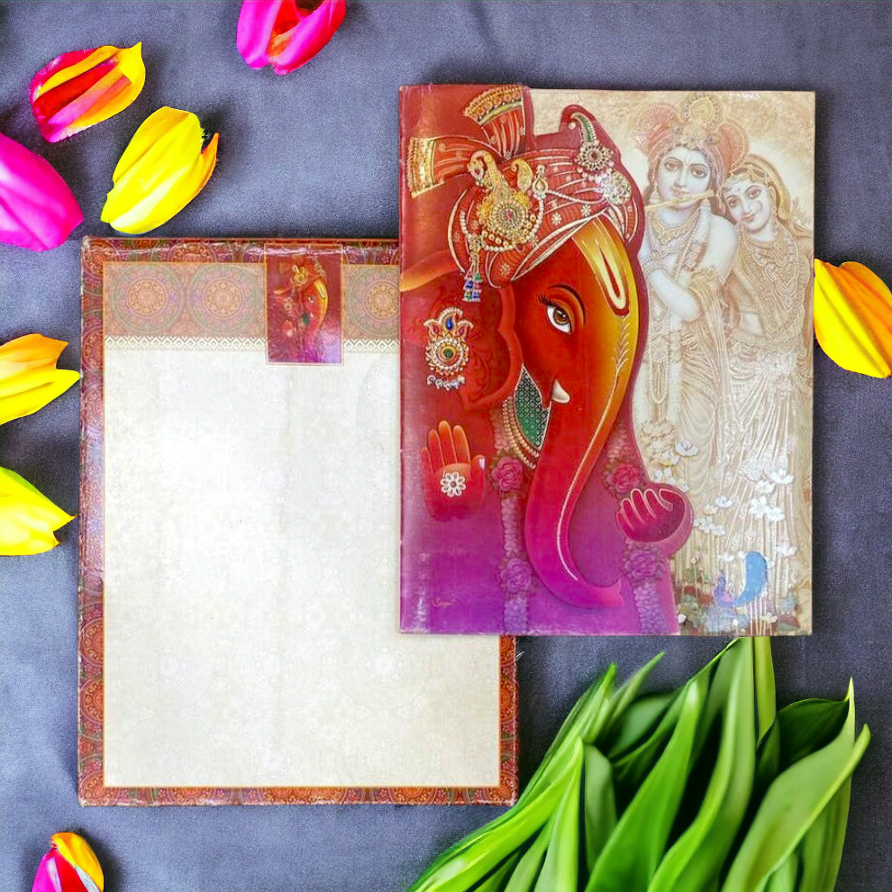 KL0826 Ganesha Semi Box Paper Wedding Card-Kalash Cards