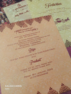 KL0192 Traditional Design Semi Box Paper Wedding Card with 2 Inserts and Envelope-Kalash Cards
