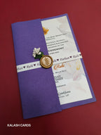 KL2128 Minimal Floral Design Wedding Card with Flower Seal and Band (1 Page)-Kalash Cards