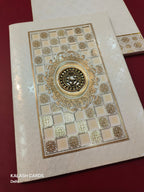 KL0262 Semi Box Laser Cut Paper Wedding Card with 2 Inserts and Envelope-Kalash Cards