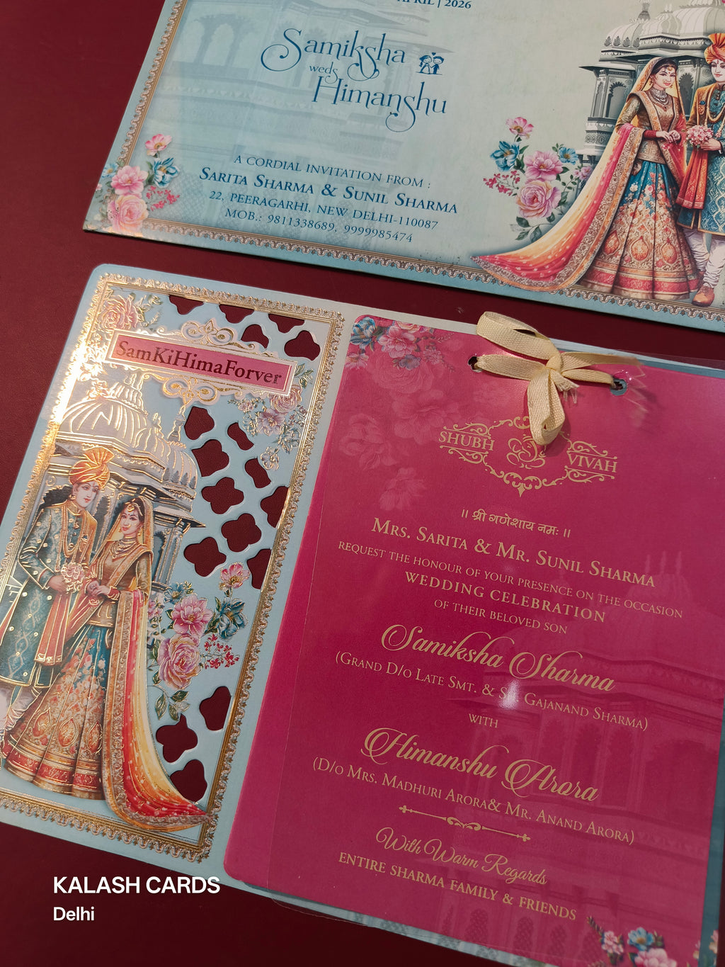 KLB553 Raja Rani Design Paper Wedding Card (2 Page)-Kalash Cards