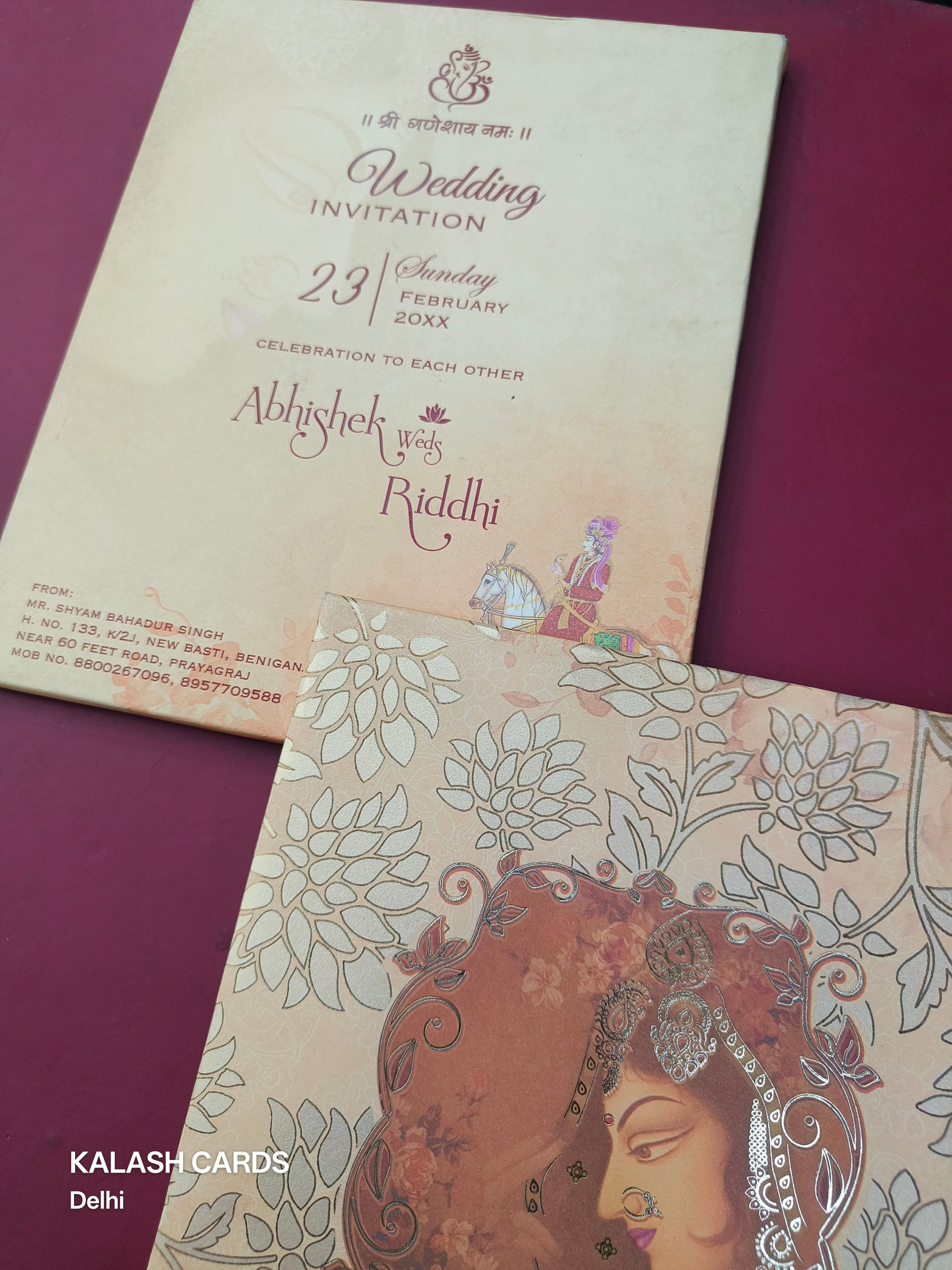KL0831 Dulha Dulhan Design Thick Wedding Card (2 Page)-Kalash Cards