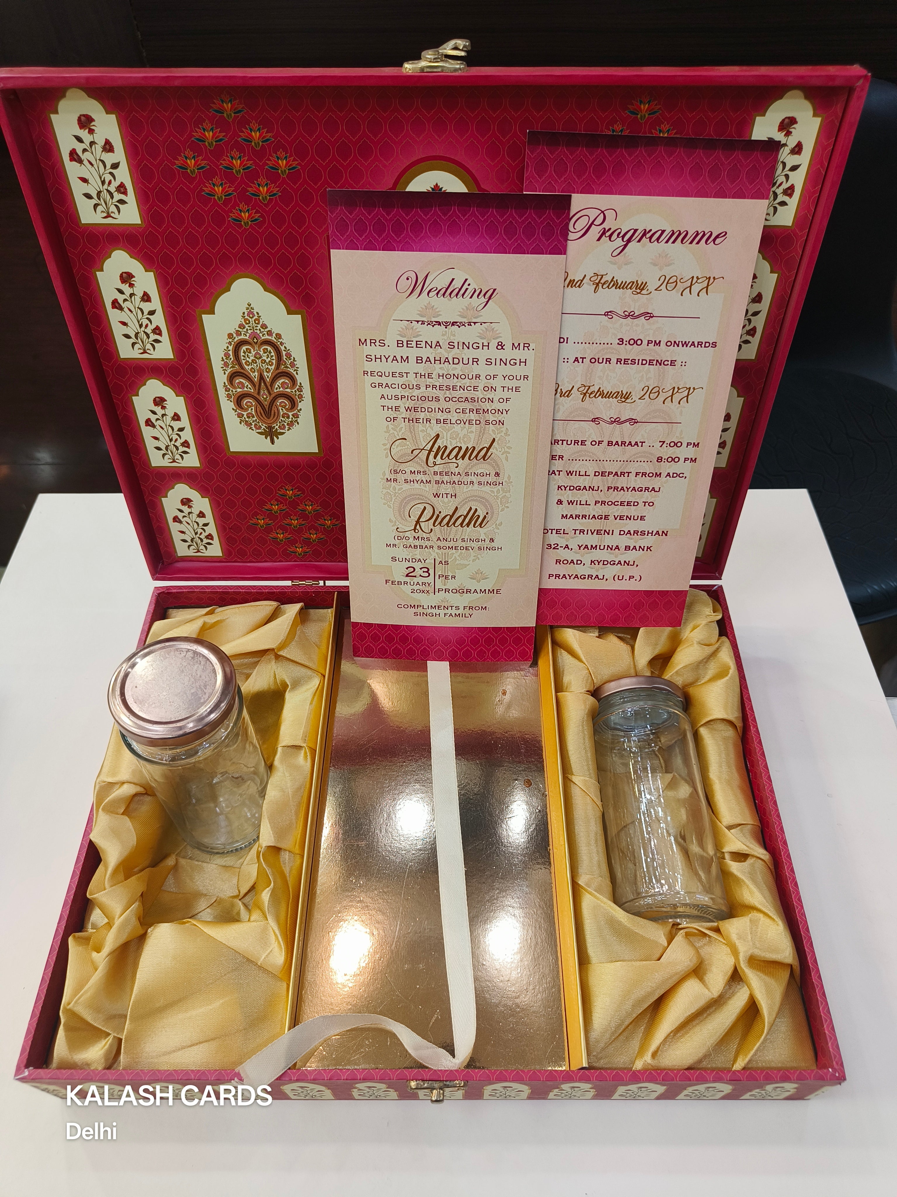 KL9037 Elegant Traditional Design Luxury Gift Box with 2 Printed Page Cards (2 Jars)-Kalash Cards
