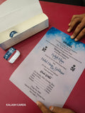 KL2115 Luxury Translucent Scroll Wedding Card with Matching Box Cover and Personalised Band-Kalash Cards