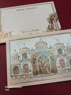 KLB518 Royal Fort Theme Glitter Gold Laser Cut Work Hardboard Padding Thick Wedding Card (2 Thick Page)-Kalash Cards