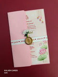 KL2173 Floral Theme Minimal Wedding Card with Flower Seal & Band (1 Page) - Pack of 10 Qty-Kalash Cards
