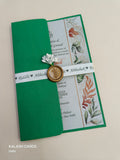 KL2177 Floral Theme Minimal Wedding Card with Flower Seal & Band (1 Page) - Pack of 10 Qty-Kalash Cards