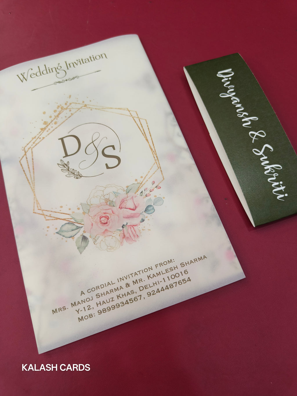 KL2215 Translucent Cover Luxury Wedding Card (2 Page)-Kalash Cards