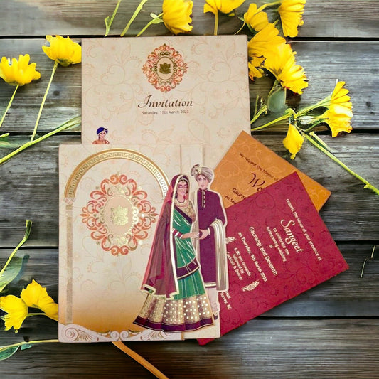 KLB522 Semi Box Paper Wedding card-Kalash Cards