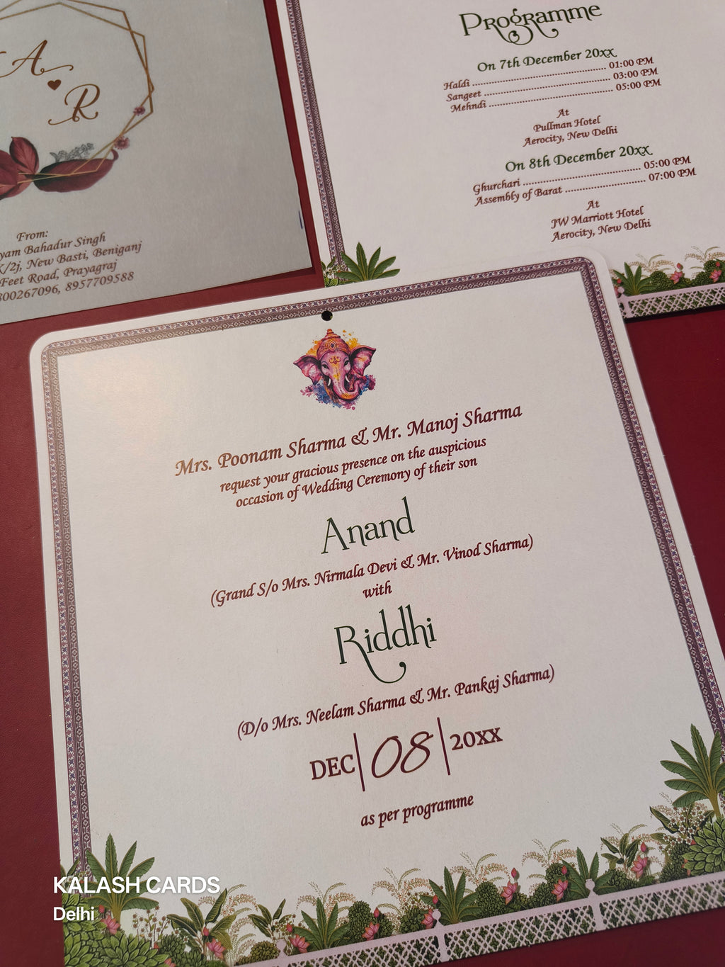 KL1806 Translucent Cover Luxury Wedding Card (2 Page)-Kalash Cards