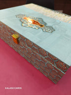 KL9084 Exclusive Floral Border Design Luxury Gift Box with 2 Page Translucent Cover Card (2 Jars)-Kalash Cards