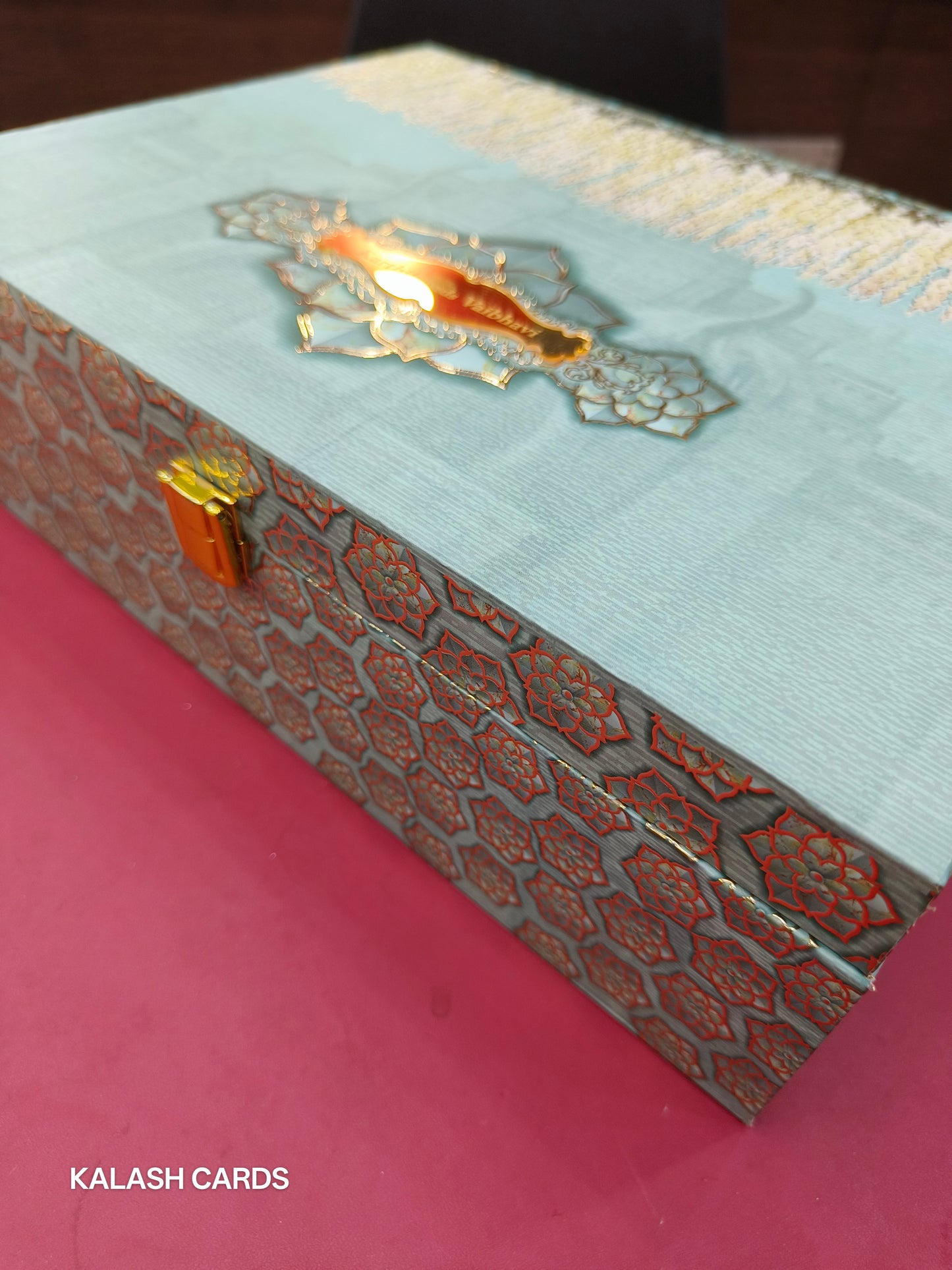 KL9084 Exclusive Floral Border Design Luxury Gift Box with 2 Page Translucent Cover Card (2 Jars)-Kalash Cards