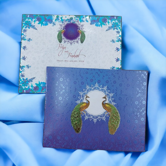 KL0195 Peacock Design Semi Box Paper Wedding Card-Kalash Cards